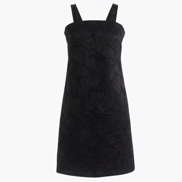 J. Crew Embossed Floral Dress-Black Textured-Convertible Straps-Size 10 Tall-NWT - Picture 1 of 7
